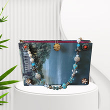 Load image into Gallery viewer, Handmade Book Purse with Elegant Beads, Buttons and Pins- A Conversation Piece