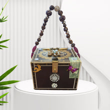 Load image into Gallery viewer, Elegant statement piece cigar box purse adorned with beautiful gems and jewelry