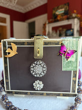 Load image into Gallery viewer, Elegant statement piece cigar box purse adorned with beautiful gems and jewelry