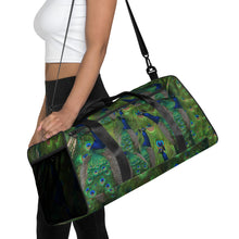 Load image into Gallery viewer, Flaunt your Feathers! Peacock Duffle bag - Perfect for Sports, Trips, Travel, Tennis, Running, Beach Days