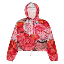 Load image into Gallery viewer, Pink Power Play - Pink Floral Women’s Cropped Windbreaker