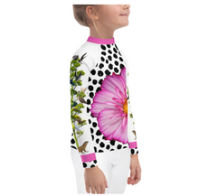 Load image into Gallery viewer, Kids Rash Guard- Crazy Funky Tree with Lots of Fun Animals and a Pink Flower