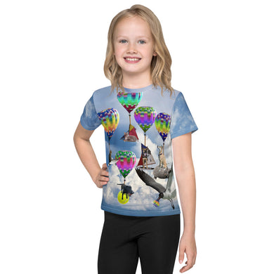 Kids crew neck t-shirt - Fantasy land - Cats, Dogs (and sharks and turtles) and Hot Air Balloons!