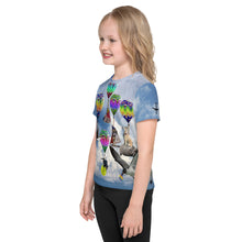 Load image into Gallery viewer, Kids crew neck t-shirt - Fantasy land - Cats, Dogs (and sharks and turtles) and Hot Air Balloons!