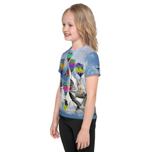 Kids crew neck t-shirt - Fantasy land - Cats, Dogs (and sharks and turtles) and Hot Air Balloons!