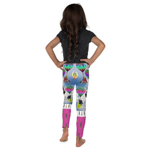 Kid's Leggings - Fantasy Scene of Hot Air Balloons with Dogs, Cats, a shark, a turtle and more crazy things.