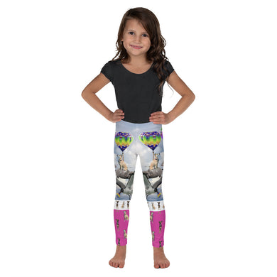 Kid's Leggings - Fantasy Scene of Hot Air Balloons with Dogs, Cats, a shark, a turtle and more crazy things.