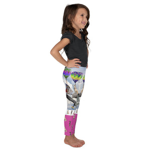 Kid's Leggings - Fantasy Scene of Hot Air Balloons with Dogs, Cats, a shark, a turtle and more crazy things.