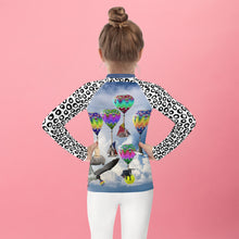 Load image into Gallery viewer, Kids Rash Guard - Hot air balloons with flying cats, dogs, a shark, and a seagull