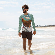 Load image into Gallery viewer, Men&#39;s Rash Guard - Chicken - Goat - Lizard - Seagull - SUP - Paddleboard - Bahamas - Animals