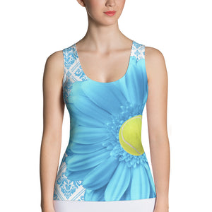 Sublimation Cut & Sew Tank Top- Tennis Ball - Pastel Blue - Tennis Theme