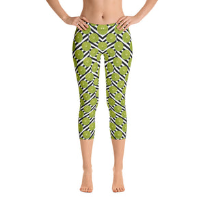 Green Lime with Zig Zags - Capri Leggings