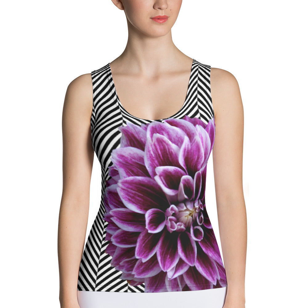 Purple Dahlia Tank Top - Purple Flower Tank Top - Floral Tank Top