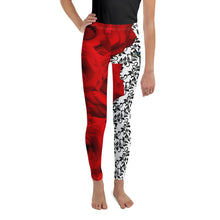 Load image into Gallery viewer, Youth Leggings - Peacock and Roses