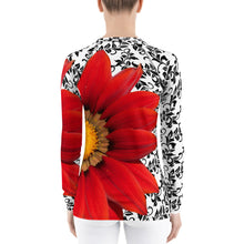 Load image into Gallery viewer, Neoturquoise - Red Floral Shirt - Red Floral UPF Shirt - Tennis Shirt - Tennis Theme Shirt