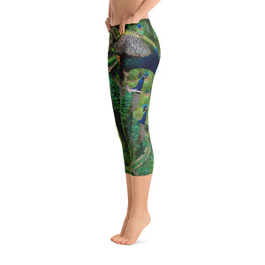 Capri Leggings - Peacock - Peacock Feathers