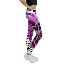 Load image into Gallery viewer, Youth Leggings - Purple Dahlia Leggings for Girls