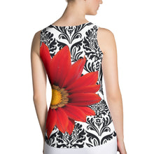 Load image into Gallery viewer, Red Flower Tank Top - Elegant Red Floral Tank Top