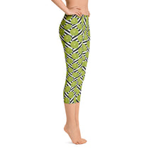 Load image into Gallery viewer, Green Lime with Zig Zags - Capri Leggings