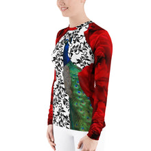 Load image into Gallery viewer, Women&#39;s Rash Guard - UPF Shirt - Sun Shirt - Roses and Peacock