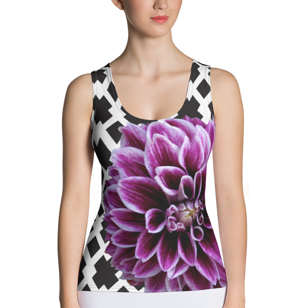 Purple Dahlia Tank Top - Purple Flower Tank Top - Floral Tank Top