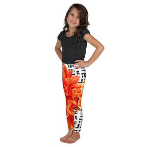 Kid's Leggings - Orange Dahlia