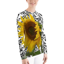 Load image into Gallery viewer, Women&#39;s Rash Guard - Sunflower - Sunflower Shirt - Sun Protection Shirt