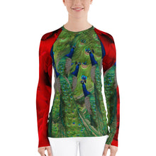 Load image into Gallery viewer, Women&#39;s Rash Guard - Peacocks and Roses