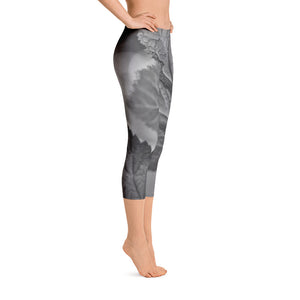 Capri Leggings - Black and White - Abstract