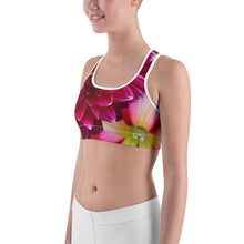 Load image into Gallery viewer, Sports bra - Floral - Flowers - Dahlias - Dahlia - Pink - Fuschia - Purple