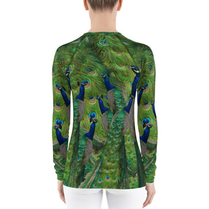 Women's Rash Guard - Peacock Sun Shirt - Peacock Tennis Shirt - Peacock Swim Shirt