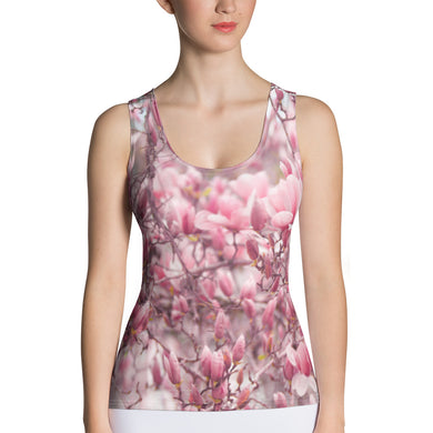 Sublimation Cut & Sew Tank Top - Japanese Magnolias - Saucer Magnolias - Pink Floral - Jane Magnolias