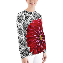 Load image into Gallery viewer, Red - Red Floral Shirt - Red Floral UPF Shirt - Tennis Shirt - Tennis Theme Shirt