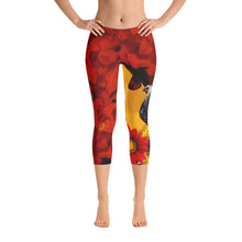 Load image into Gallery viewer, Capri Leggings - Chicken - Flowers - Red Flowers