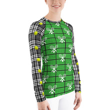 Load image into Gallery viewer, Women&#39;s Rash Guard - Tennis - Tennis Court - Tennis Balls - Tennis Fan - Tennis UPF Shirt