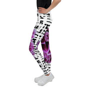 Youth Leggings - Purple Dahlia Leggings for Girls