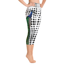 Load image into Gallery viewer, Yoga Capri Leggings - Peacock and Polka Dots