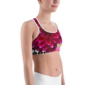 Sports bra - Floral - Flowers - Dahlias - Dahlia - Pink - Fuschia - Purple