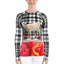 Load image into Gallery viewer, Women&#39;s Rash Guard - Goat, Pigs, Plaid and Flowers - UPF Shirt - Sun Shirt