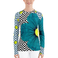 Load image into Gallery viewer, Neoturquoise - Turquoise Floral Shirt - Turquoise Floral UPF Shirt - Tennis Shirt