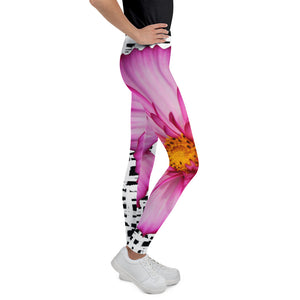 Youth Leggings - Pink Floral Print