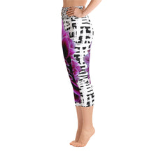 Load image into Gallery viewer, Yoga Capri Leggings - Purple Dahlia Bold Flower Print