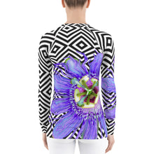 Load image into Gallery viewer, Women&#39;s Rash Guard - Passion Flower - Tennis Shirt - Running Shirt - UPF Shirt - Sun Shirt