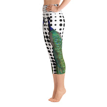 Load image into Gallery viewer, Yoga Capri Leggings - Peacock and Polka Dots