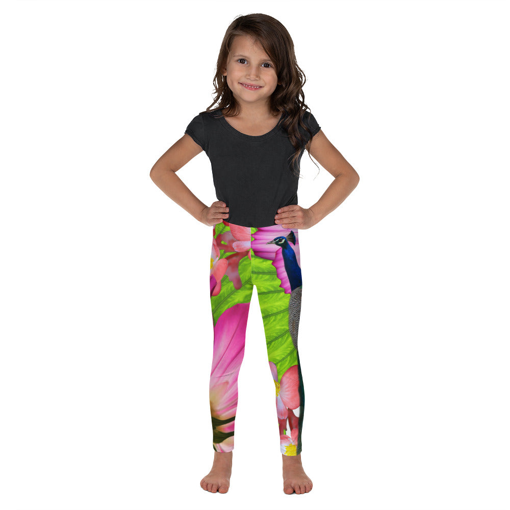 Kid's Leggings - Pink Peacock Leggings