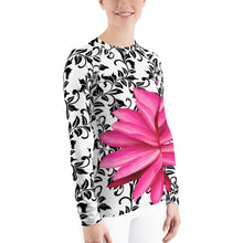 Load image into Gallery viewer, Women&#39;s Rash Guard - Water Lily - Pink Floral Shirt - UPF Shirt