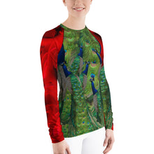 Load image into Gallery viewer, Women&#39;s Rash Guard - Peacocks and Roses