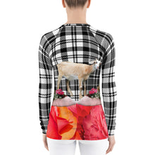 Load image into Gallery viewer, Women&#39;s Rash Guard - Goat, Pigs, Plaid and Flowers - UPF Shirt - Sun Shirt