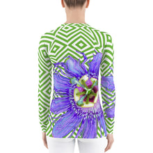 Load image into Gallery viewer, Women&#39;s Rash Guard - Tennis Shirt - Passion Flower - Running Shirt - UPF Shirt - Sun Shirt