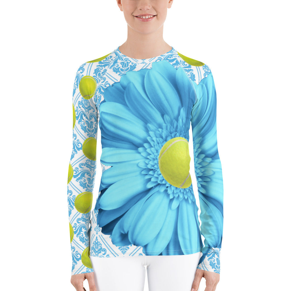 Women's Rash Guard - Sun Shirt- UPF Shirt - Sun Protection Shirt - Tennis Theme - Tennis Shirt